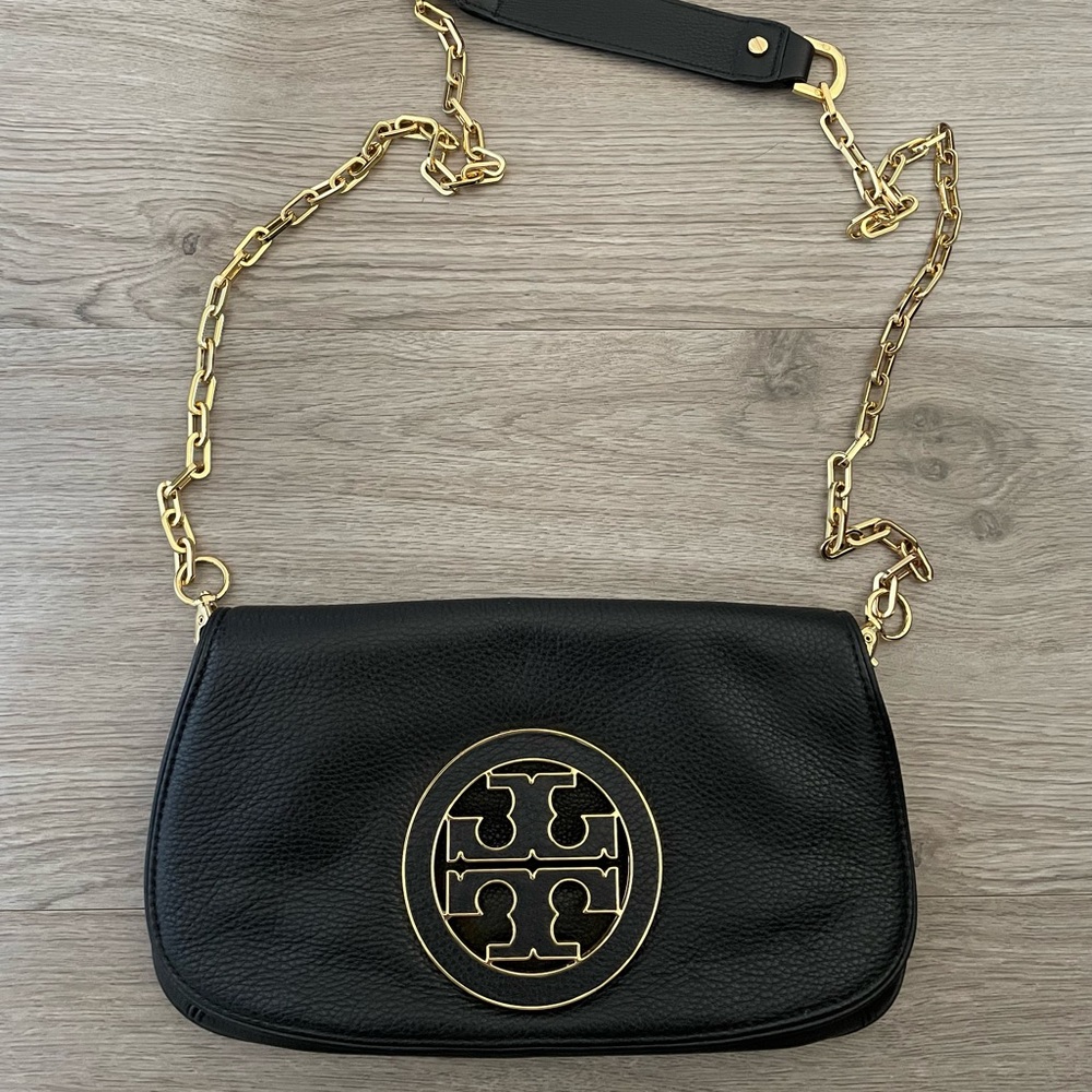 Excellent condition black Tory Burch clutch and cross body